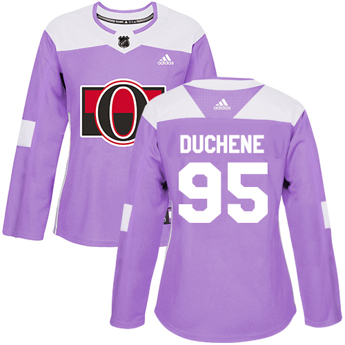 Adidas Senators #95 Matt Duchene Purple Authentic Fights Cancer Women's Stitched NHL Jersey - Click Image to Close